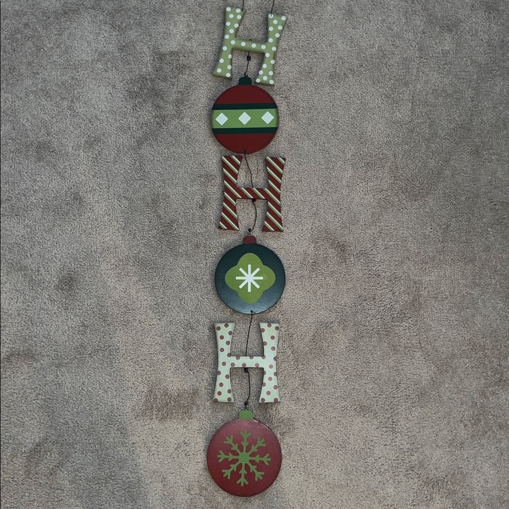 Festive 42” Long Wooden 'Ho Ho Ho' Wall Hanging- EUC